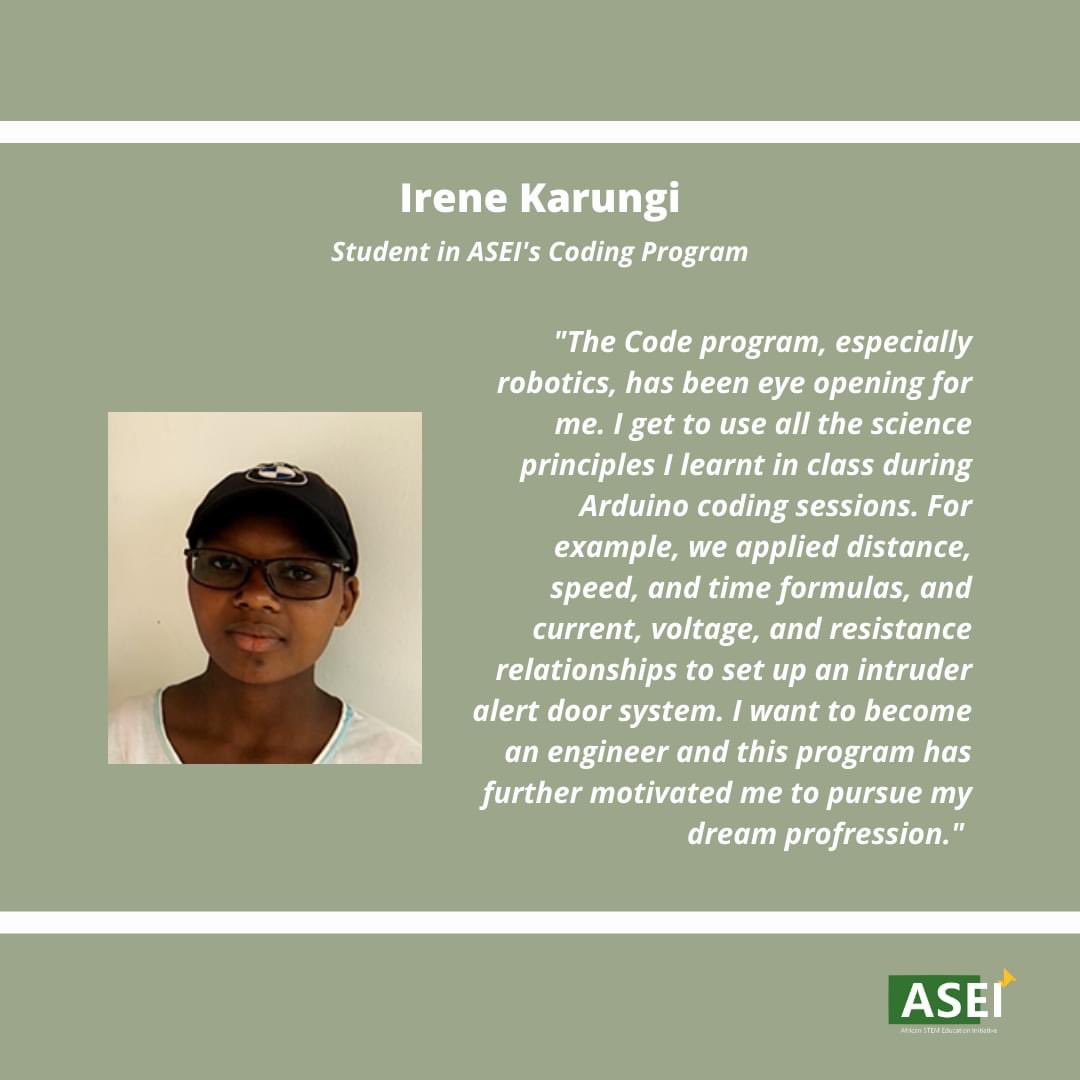 enactusunsw's tweet photo. Meet Irene Karungi, a student in ASEI’s coding program. Your support can provide students like Irene an opportunity to achieve their dream in engineering. To support STEM education in Uganda, visit https://t.co/BmqpXaqSzj

#EnactusUNSW #STEMEducation #empoweryouth #ASEIUganda https://t.co/Jl9yVL1Lve