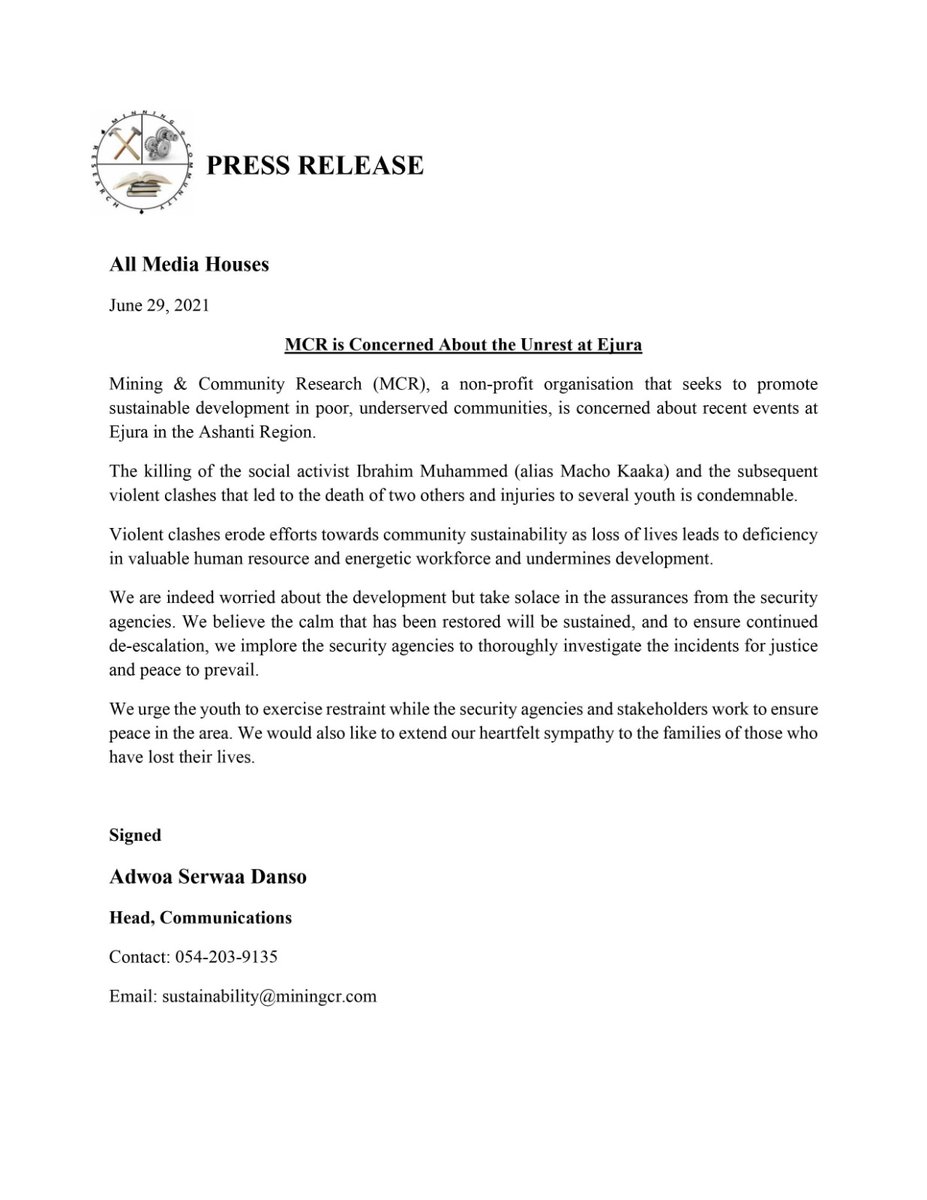 miningcr's tweet photo. #PressRelease : Violent Clashes at #Ejura .
#FixTheCountry #Kaaka #Ghana #weareallkaaka #ripkaaka #miningcr https://t.co/3EuItWupuE