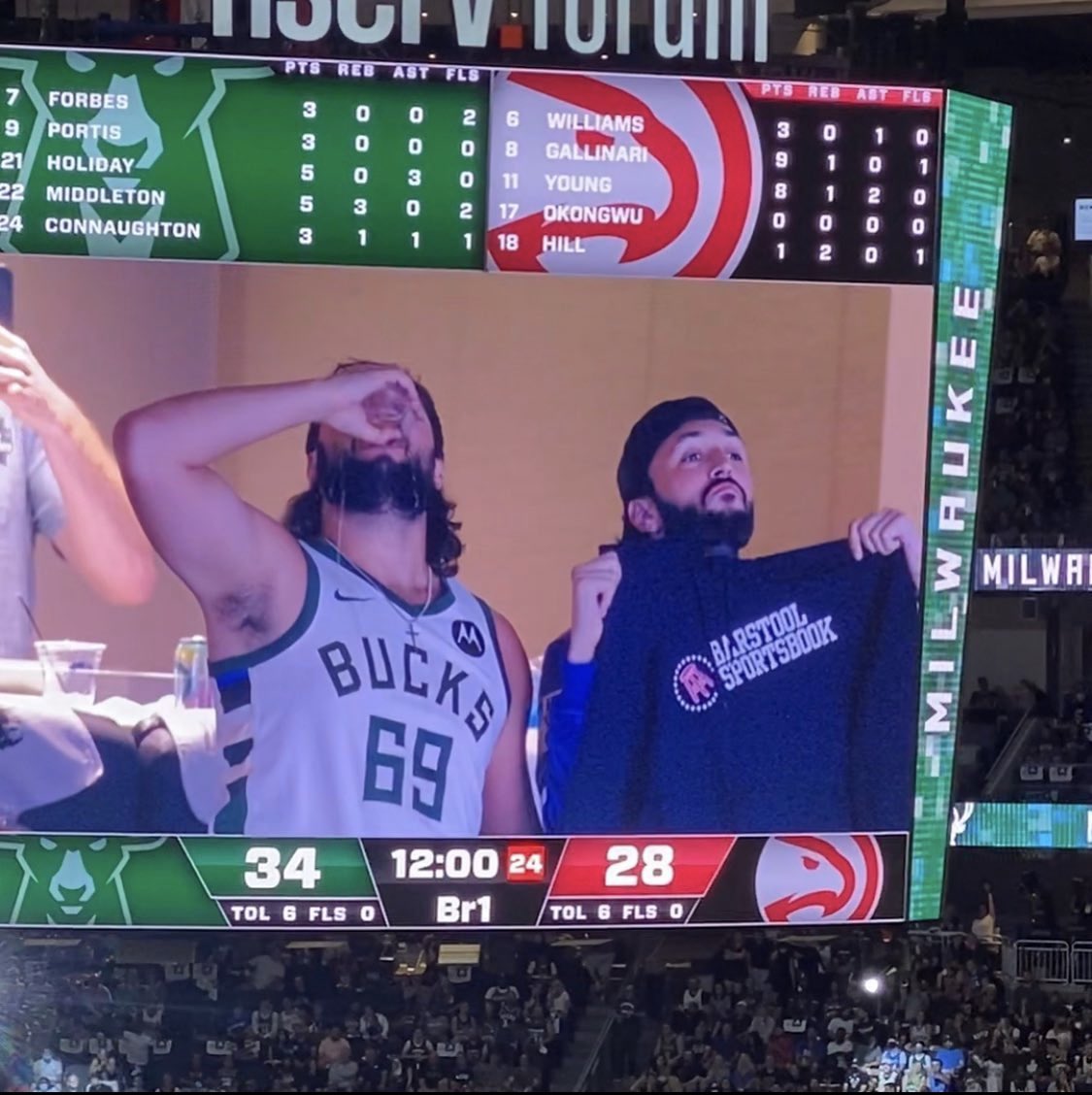 stoolgambling's tweet photo. Do the @Bucks need @DanaBeers_ back in the building for game 5? https://t.co/Ipw7fsZZjm