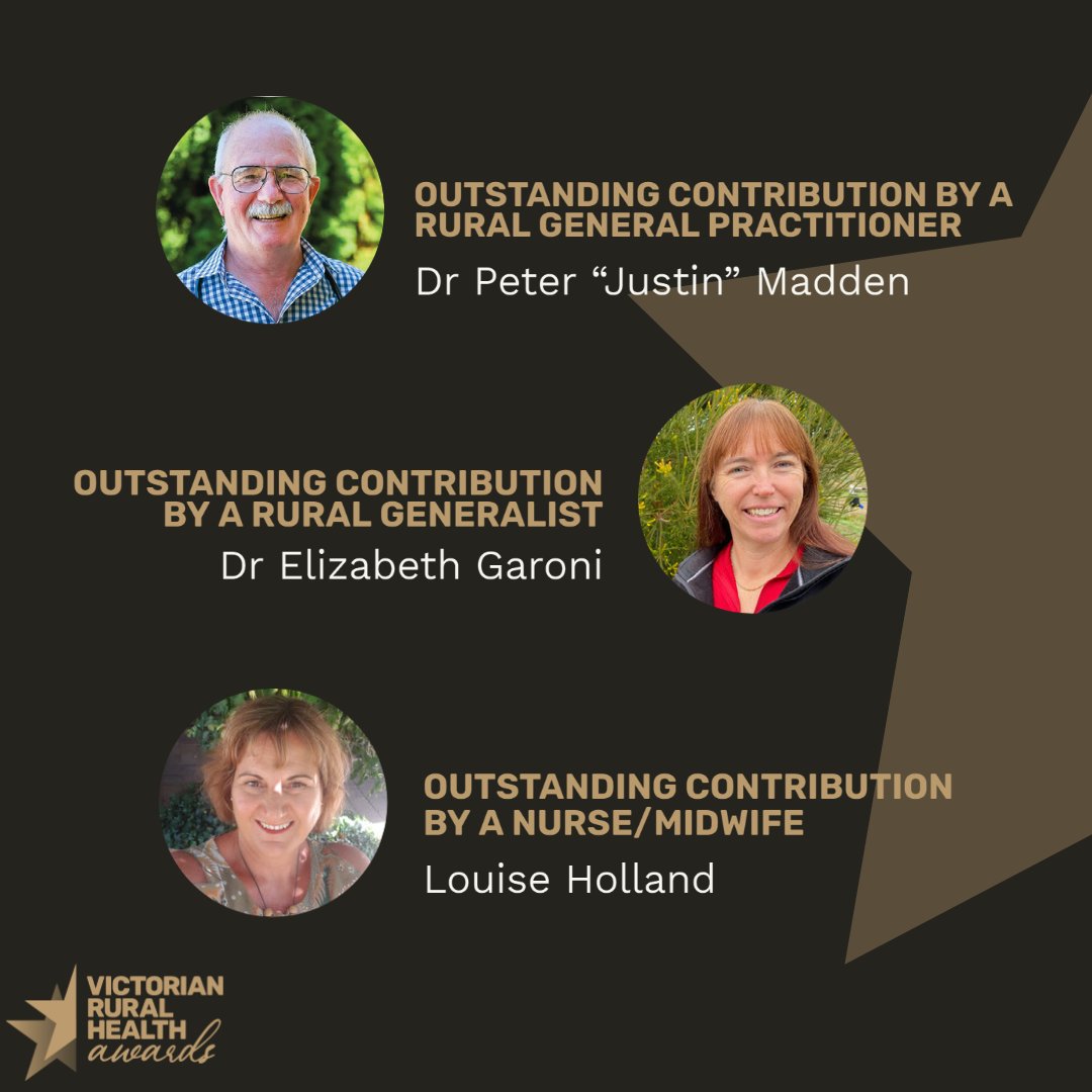 RWAVictoria's tweet photo. Please join us in applauding the winners of the Victorian Rural Health Awards 2021!
For more details, please visit: https://t.co/hNtZDQkXzr
#vrha2021 #rwav #ruralHealthcare #healthcare #medical #hospital #doctor #ruralhealth #ruralVictoria #regionalVictoria #alliedHealth https://t.co/dvSZLbaDzD