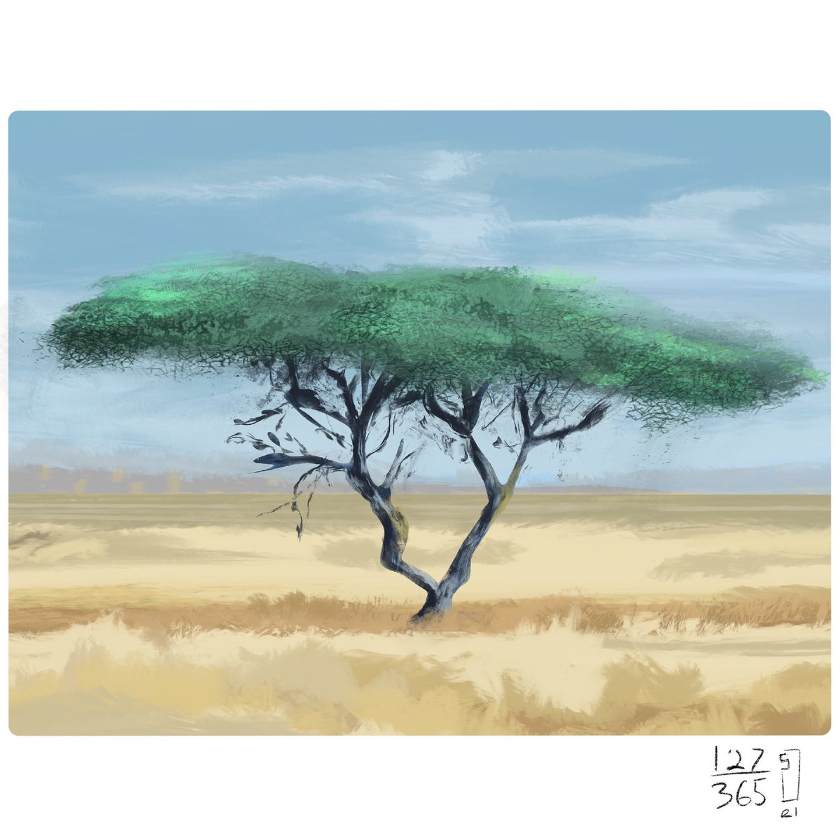 Hubrisless's tweet photo. Tr33 ••• #illustration #sketch #everyday #art #artist #landscape #digitalart #visdev #conceptart #tree https://t.co/TE1JdoFX8h