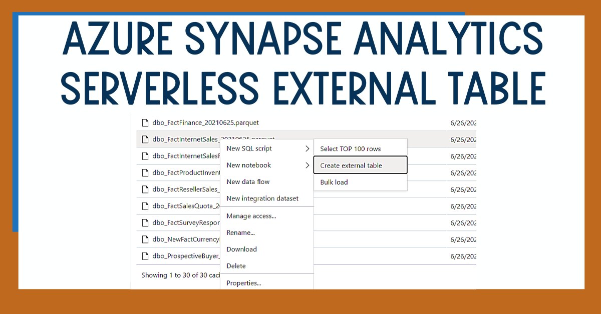 david_alzamendi's tweet photo. How to create an Azure Synapse Analytics Serverless External Table so you can take advantage of the information in your Data Lake.
https://t.co/6DOd4Zv8Jy
#Azure #AzureSynapseAnalytics #MVPBuzz #Technology #TechTalkCorner https://t.co/3r9ud9hYmd