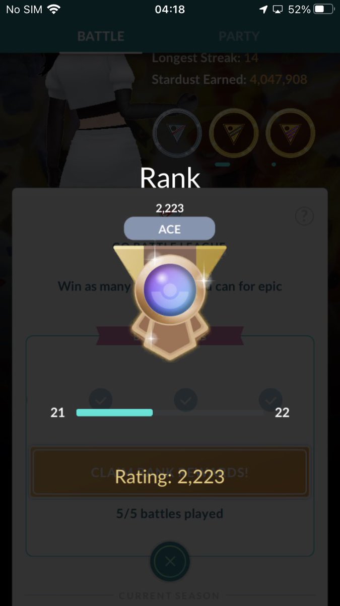 KittyDevereux's tweet image. Season high so far… still one set to go which I will do on stream before hosting raid hour tonight! Thanks to the pvp community for supporting my GBL journey. #PokemonGo #elementcup #gbl #GOBattle