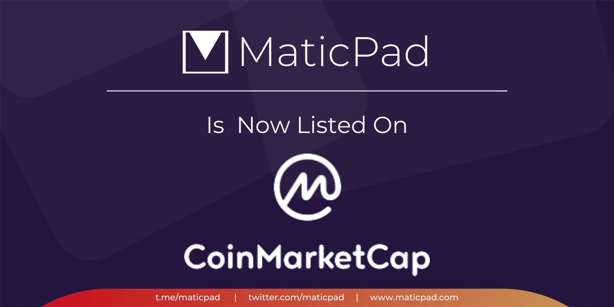 📢 MaticPad is now listed on CoinMarketCap✨

Link: coinmarketcap.com/currencies/mat…

$MATPAD #MaticPad #Polygon #Launchpad #crosschain