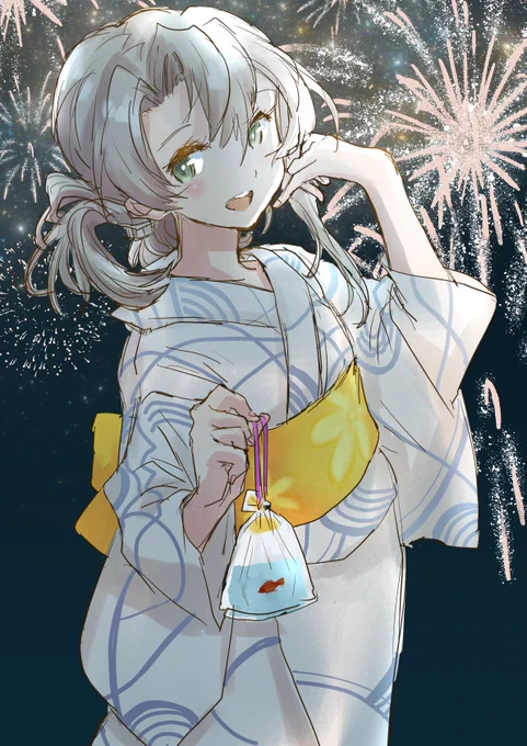 和服描くのが楽しくなってきたので浴衣のわっち描きました
浴衣の美少女と縁日とか最高ですね
そのあとはry
背景はそれっぽくでっち上げました 