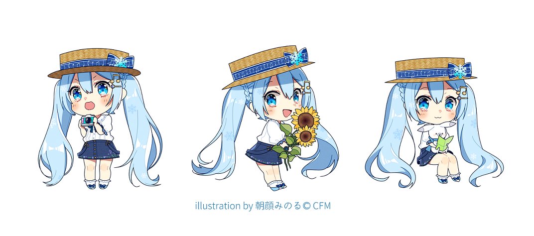 hatsune miku sunflower hat twintails 1girl blue hair blue eyes flower  illustration images