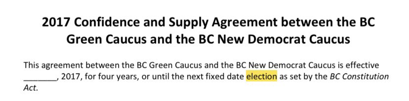 bobmackin's tweet photo. Remember the #GreeNDP accord that brought an end to the @bcliberals dynasty on this day in 2017? It contained specific language about a 2021 election. @DemocracyWatchr filed a court petition over the @bcndp breaking the deal and calling a snap pandemic election in 2020. #bcpoli https://t.co/vd06acpUVO