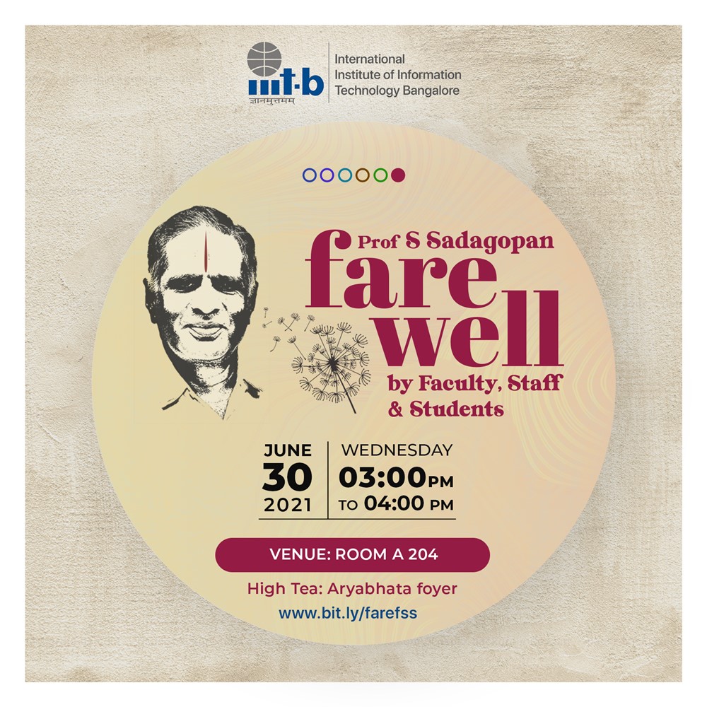 Farewell to Prof. S. Sadagopan by #IIITBangalore
<a href="/SSadagopan/">Prof S Sadagopan</a> 
#Farewell #IIITB