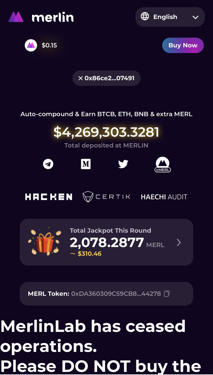 metacaffeine's tweet photo. Well $merl bit the dust today and #MerlinLab team went ghost. Fortunate to get my $cake 🥞 out but bummed about #merl value tanking. Another moment where I feel like I’m paying tuition learning the lessons of #defi on #BinanceSmartChain https://t.co/gCw48VR50F