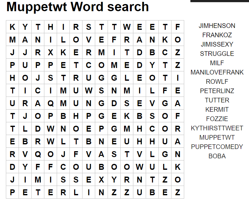 SweetumsMuppet's tweet image. #Muppetwt word searches!