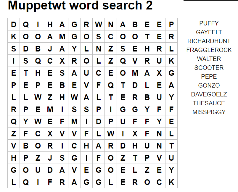 SweetumsMuppet's tweet image. #Muppetwt word searches!