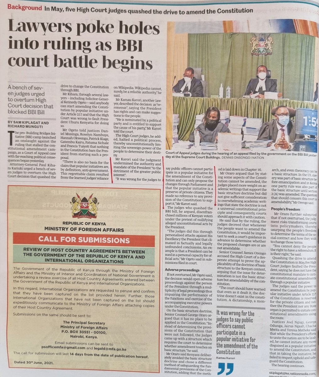 "The judgment undermined the authority of the President to the detriment of the greater public interest". Kamau Karori....what a BRAVE statement to make with regard to H.E UHURU!