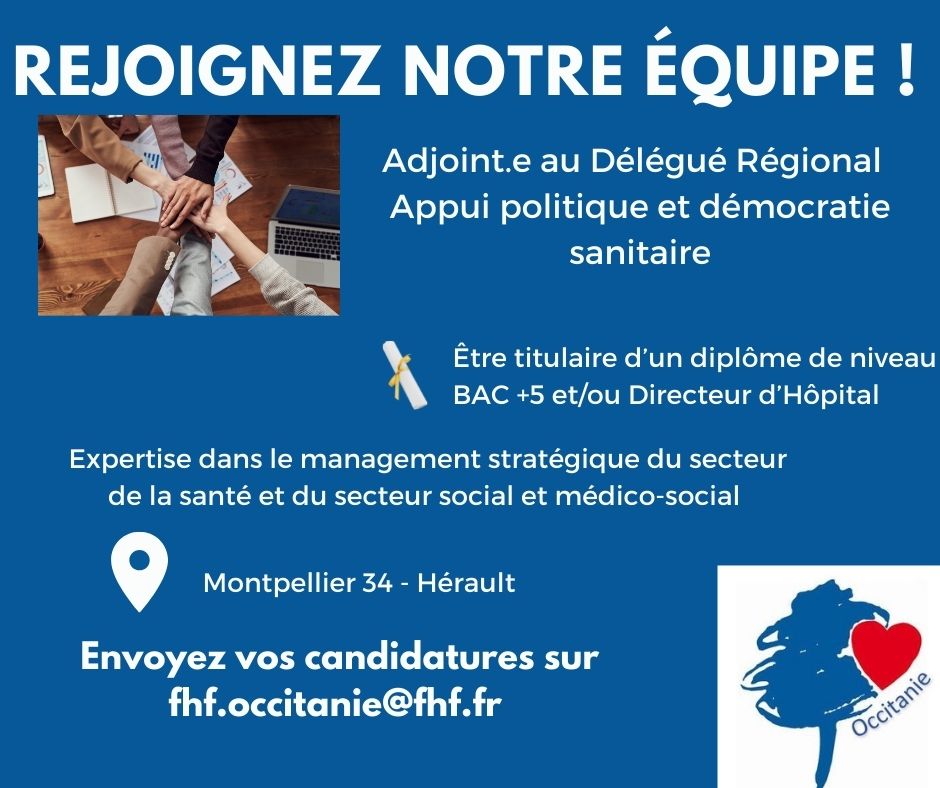 FHF Occitanie (@fhfoccitanie) on Twitter photo #Emploi #recrutement
Nous recrutons un.e adjoint.e au Délégué Régional.
+ d'infos sur le profil :
fhf-occitanie.fr/actualites/12-…
Pour postuler (envoyez votre CV et lettre de motivation)
fhf.occitanie@fhf.fr #Emploi #recrutement
Nous recrutons un.e adjoint.e au Délégué Régional.
+ d'infos sur le profil :
fhf-occitanie.fr/actualites/12-…
Pour postuler (envoyez votre CV et lettre de motivation)
fhf.occitanie@fhf.fr