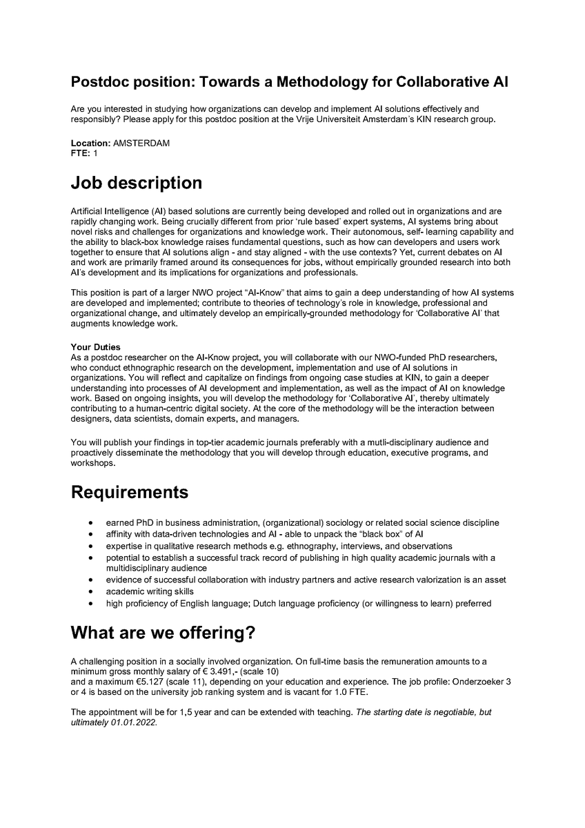 SWG_DTMO's tweet photo. Here comes a job ad for a postdoc position at @KINresearch on #AIatWork: https://t.co/v65JwabiCs