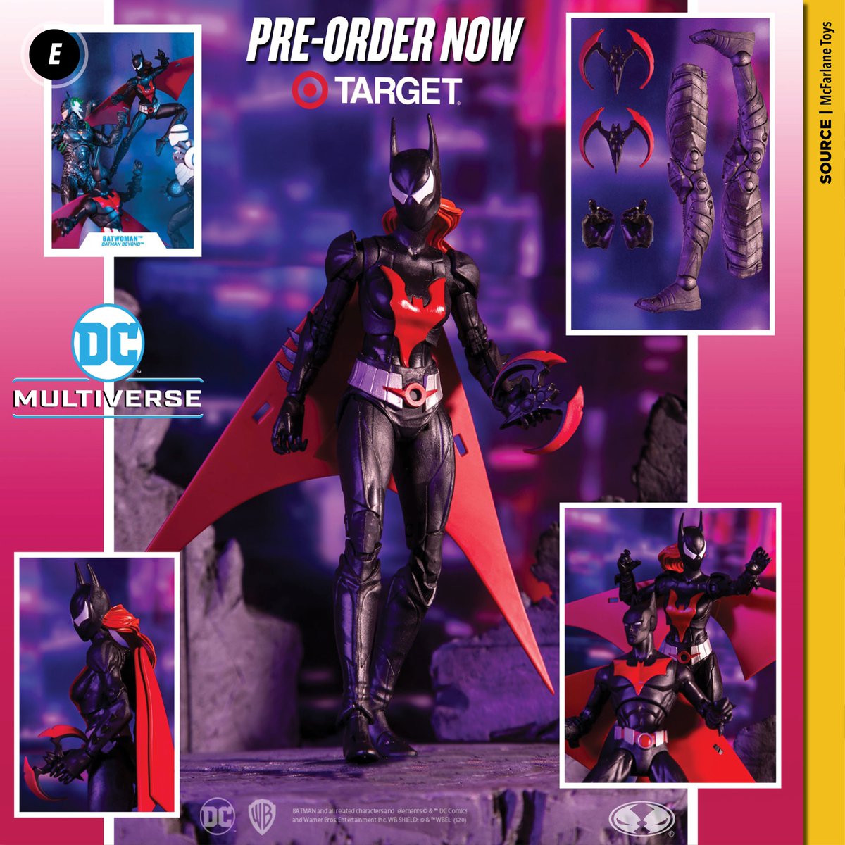 ExcluMagazine's tweet photo. McFarlane Toys have announced that pre-orders are now open on their upcoming DC Multiverse Batwoman (Batman Beyond) over on the Target website. She is retailing for $24.99 and has a release date of October 3rd so not too long to wait for this one. 

#dc #batwoman #batmanbeyond https://t.co/1ehSlQLUH2
