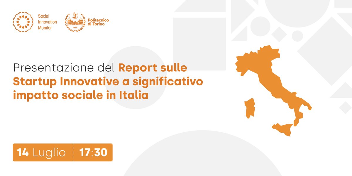 Il 14 luglio torniamo online con il Report sulle Startup Innovative a significativo impatto sociale in Italia.
SAVE THE DATE!
evt.to/heghhihw  

Maggiori dettagli verranno comunicati nei prossimi giorni.