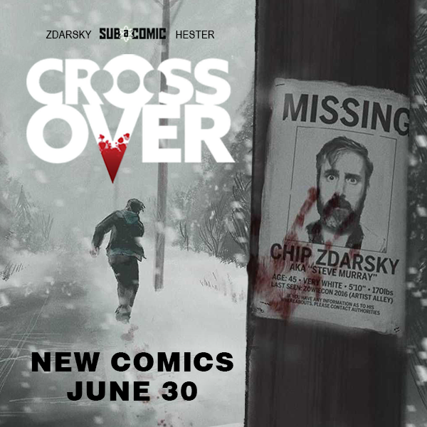 SUBaCOMIC's tweet photo. It's #NewComicBookDay, featuring possibly the most original single issue of any series we've read so far this year, Crossover #7 written by @zdarsky https://t.co/F6mCGFMF0w #comicbook https://t.co/rZYJPr32IH