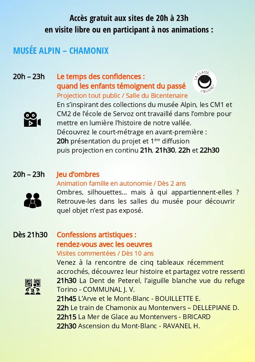 a_lfdc's tweet photo. #nuitdesmusees ce samedi de 20h à 23h ! L'occasion de découvrir le court-métrage " Le temps des confidences : quand les enfants témoignent du passé " réalisé par le musée Alpin avec les élèves de CM1-CM2 de l'école de Servoz

Avec @CPCStGervais https://t.co/fxoEEkgE1y