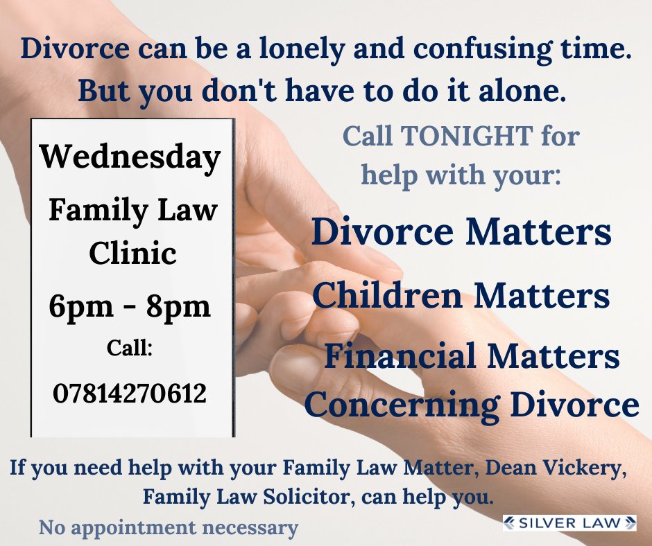 Give me a call tonight for advice on your Family Law matter at my Family Law Clinic. No appointment necessary. Call any time between 6pm and 8pm.
#FamilyLaw #familysolicitor #divorce #legaladvice