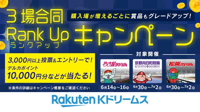 kdori_now's tweet photo. #3場合同 Rank Up キャンペーン！購入場が増えるごとに賞品がグレードアップ！6月14日（月）～7月2日（金）に対象開催の車券を合計3,000円以上投票で抽選144名様にデルカポイントや名産品セットなどをプレゼント💗

▼応募はこちら
https://t.co/NvVkx0H6sJ

#名古屋競輪 #向日町競輪 #松阪競輪 https://t.co/1jjVcVVEV0