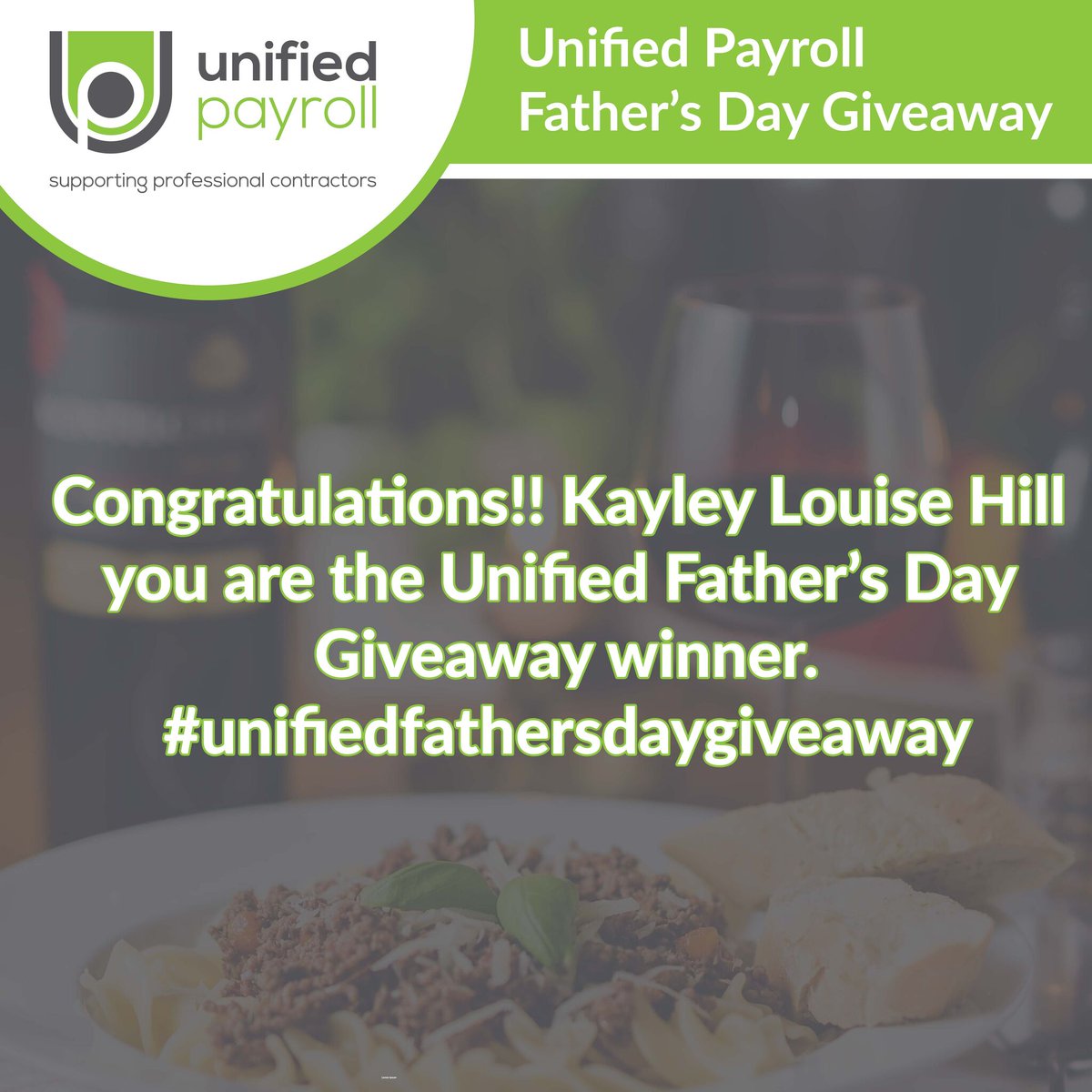 We want to congratulate Kayley Louise Hill, who has won the Unified Father's Day Giveaway. Thank you to everyone for participating and entering our giveaway.

#unifiedfathersdaygiveaway #unifiedpayroll #fathersday2021 #fathersday #fathers #fatherslove #agency #giveawaytime
