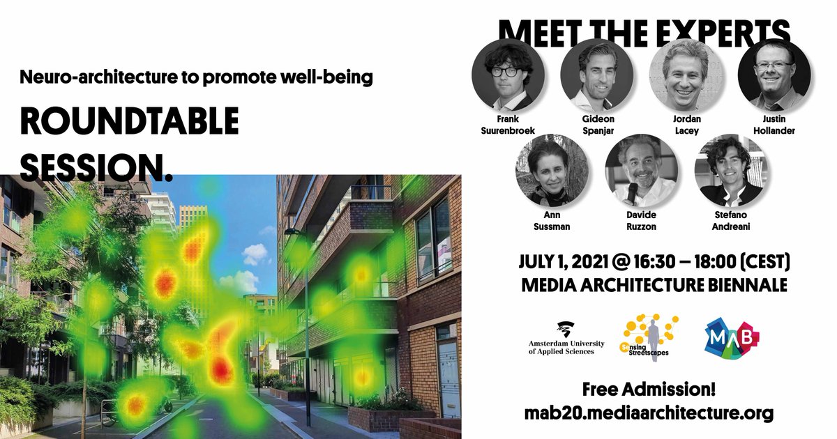 Join us online (for free) with a roundtable on Neuroarchitecture to promote wellbeing! 
<a href="/MABiennale/">Media Architecture Biennale</a> <a href="/ann_sussman/">Ann Sussman</a> @davideruzzon <a href="/NeuroLandscape/">NeuroLandscape</a> @HvAUrbanTech <a href="/anfarch/">ANFA</a> #architecture #urbandesign 

More info: mab20.mediaarchitecture.org/events/neuro-a…