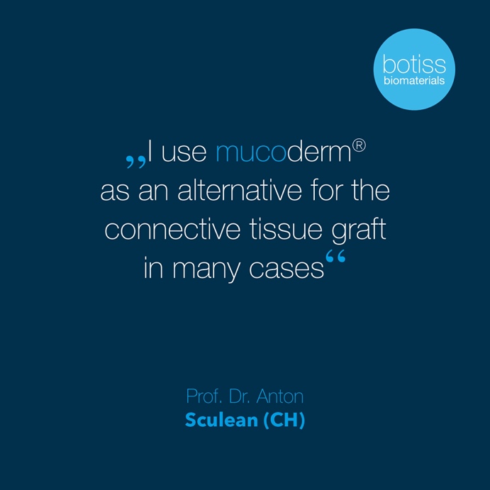 BotissB's tweet image. Prof. Dr. Anton Sculean: In many cases I use mucoderm® as an alternative for connective tissue graft.
Due to its high biocompatibility and excellent mechanical properties #mucoderm is perfectly suitable for the tunneling procedure...
#botiss #softtissuemanagement
