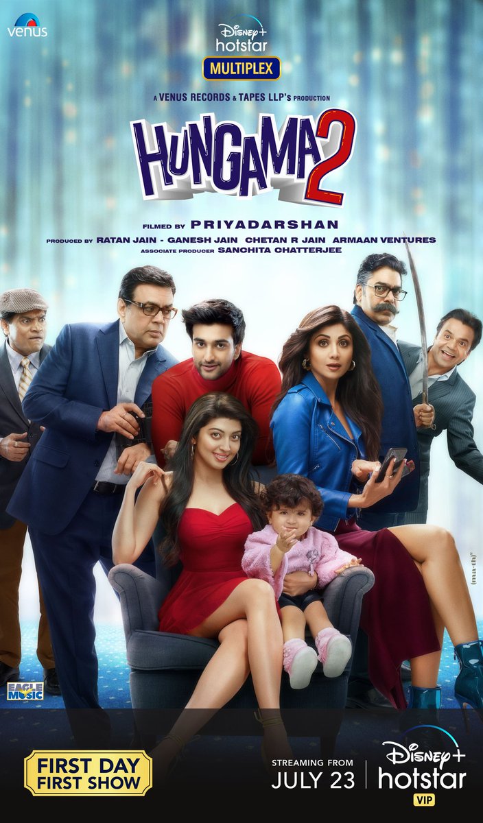 taran_adarsh's tweet photo. IT'S OFFICIAL... #HUNGAMA2 TO PREMIERE ON DISNEY+ HOTSTAR... TRAILER TOMORROW... Director #Priyadarshan’s next venture #Hungama2 - starring #PareshRawal, #ShilpaShettyKundra, #MeezaanJafri and #PranithaSubhash - premieres 23 July 2021 on #DisneyPlusHotstar. https://t.co/FJ87upSiVA