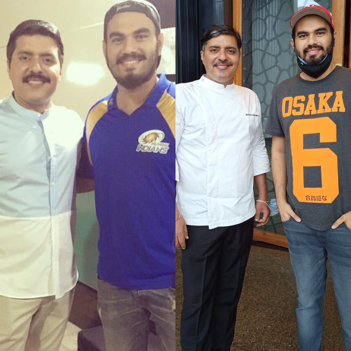 Just bumped into celebrity chef Gautam Mehrishi. Had interned with him in 2018 for a food show on Living Foodz. 

Pre-pandemic &amp; Post-pandemic era! 😀

PS - He was in the catering team that curated the menu for Sachin Tendulkar's wedding 3 decades ago. 😎