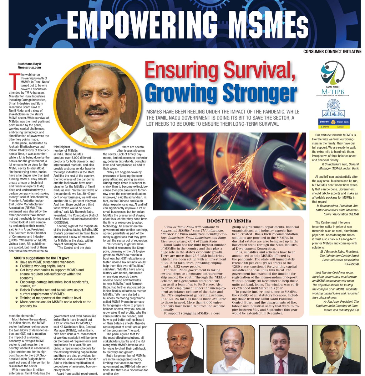 MSMEs have been reeling under the impact of the Pandemic. While the Tamil Nadu Govt is doing its bit to save the sector, a lot needs to be done to ensure their long-term survival <a href="/thamoanbarasan/">Tha Mo Anbarasan</a> @SICCI_India <a href="/CODISSIA1/">CODISSIA</a> <a href="/aiema_atc/">AIEMA</a> <a href="/MyIndianBank/">Indian Bank</a> @mtipbtn