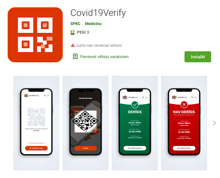 VMNVD's tweet photo. Covid19Verify mobilā lietotne digitālo Covid-19 sertifikātu skenēšanai tagad pieejama arī Android lietotājiem! 📲 ✅ Vairāk: https://t.co/7MpklOAFSn https://t.co/mVhpO0HEAO