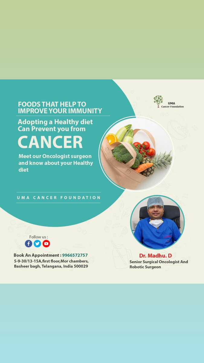 FoundationUma's tweet photo. We Are Non Covid Cancer Center. Know The Immunity Boosting Foods For Cancer Patients. Meet Our Oncologist Surgeon Dr-Madhu Devarasetty Oncologistsurgeon To Know More Details  Please Call Us At  9966572757, Or Visit https://t.co/PEgjXh0OU4
#Cancer #SurgicalOncology #oncology https://t.co/Ysf6yUSlyz
