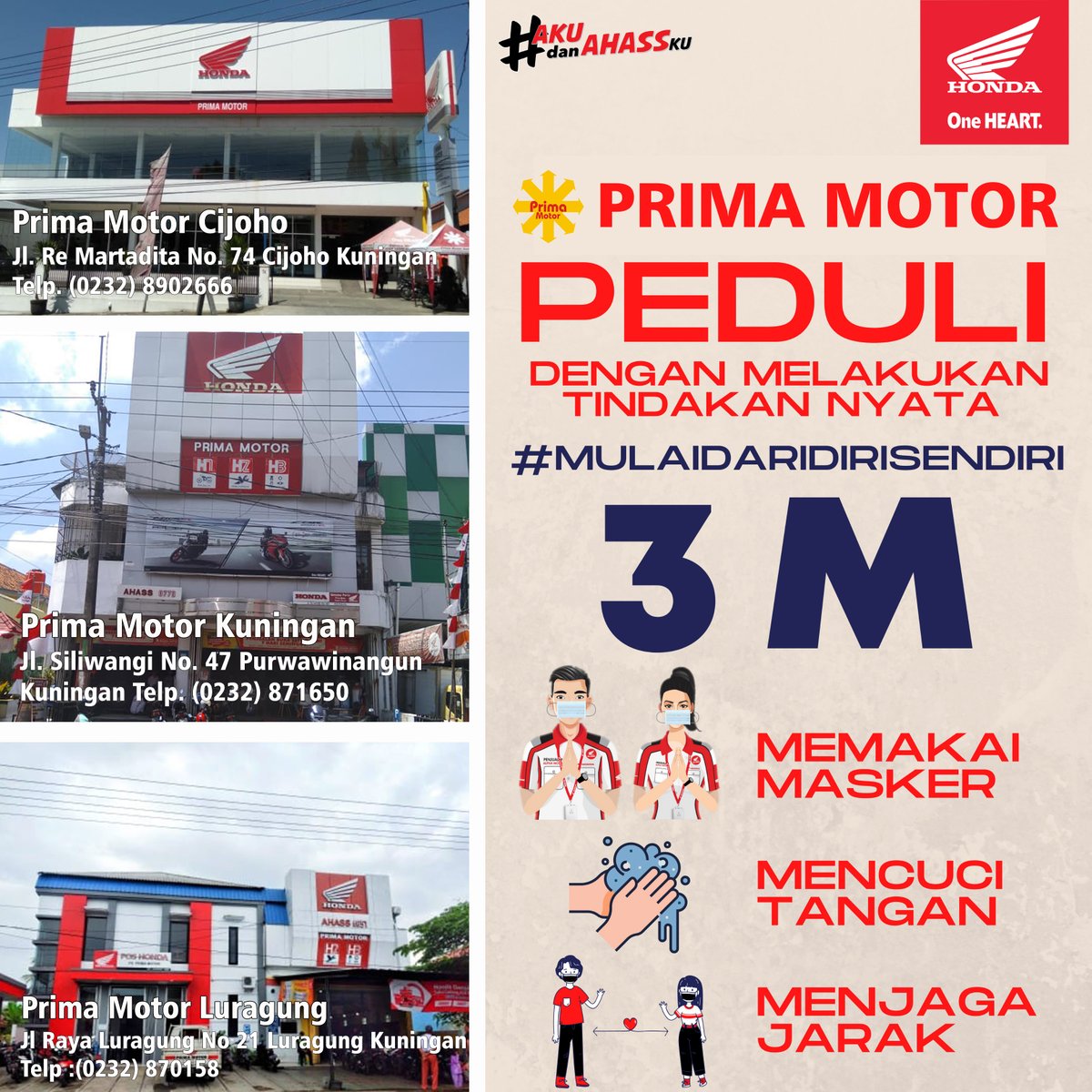 KuninganMotor's tweet photo. Covid-19 Masih Belum Berakhir
Selalu jaga Kesehatan dan Tetap terapkan 3 M
*Memakai Masker
*Mencuci Tangan
*Menjaga Jarak

#COVID19 https://t.co/cYmrVzxbdS