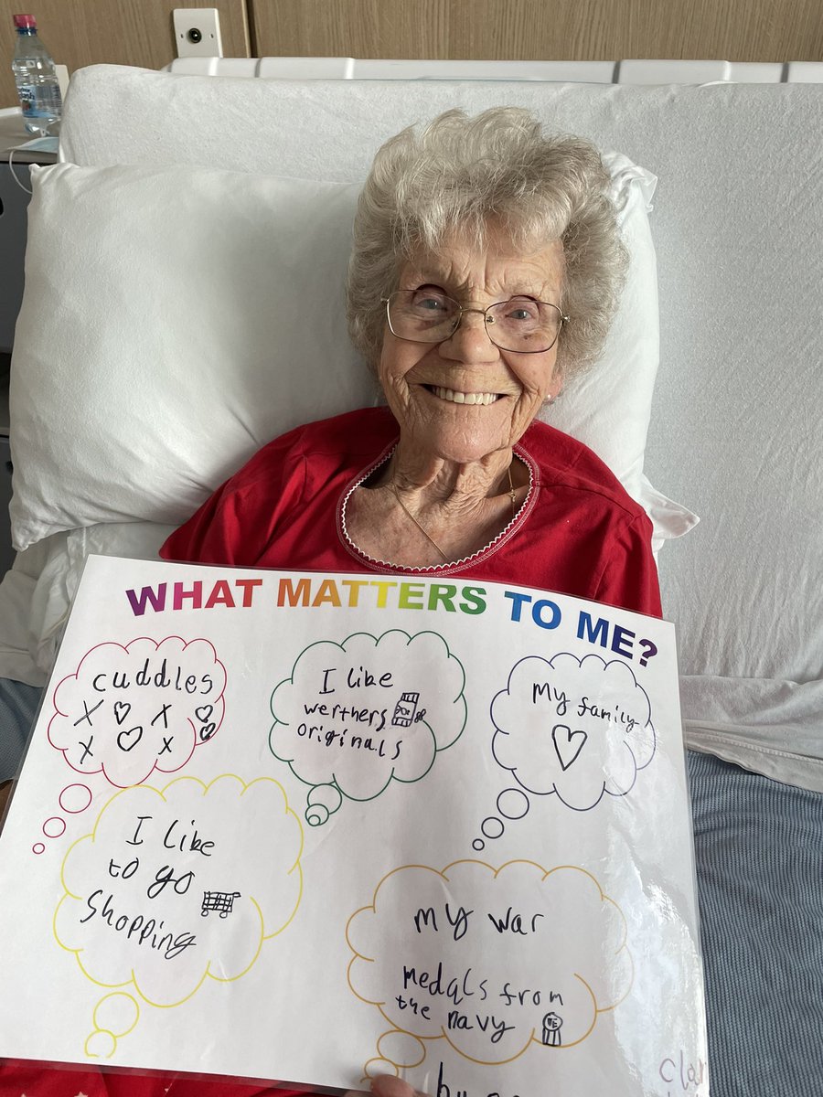 shazmcgarva's tweet photo. My wee granny is in @DGNHS so her great grandchildren, Clark and Cerys made sure she had her @WMTYScot poster up! Template from the children’s ward I work in! maybe we could make sure everyone has one? Certainly made a difference to Edna! @DG_Improvers https://t.co/X02URd9Ori