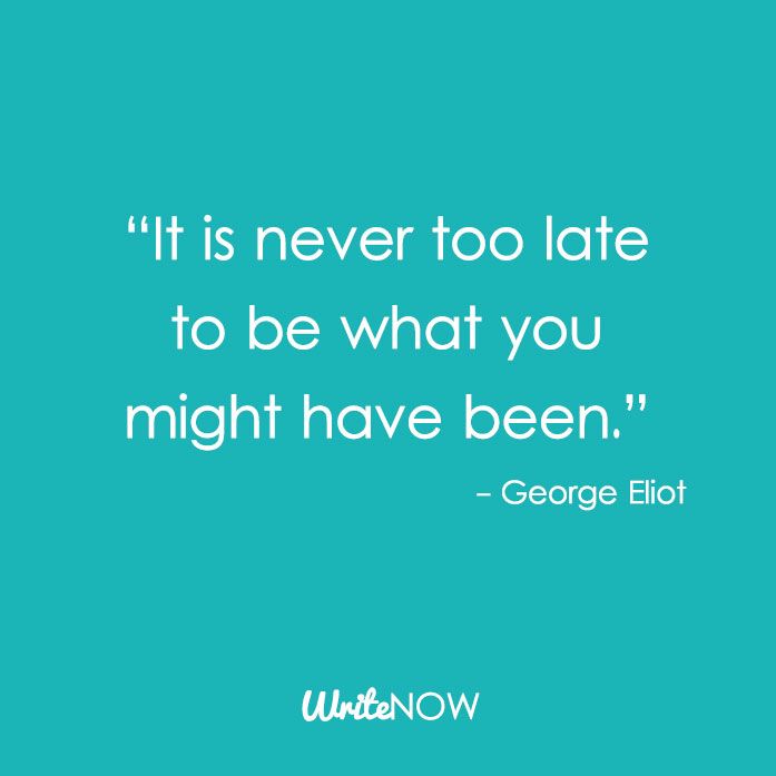 writenow_cards's tweet photo. It's never, ever, ever, ever, ever, never EVER too late.

ID: A teal square with white text that reads "It is never too late to be what you might have been" a quote by George Eliot.

#CreativeWriting #WritersWrite https://t.co/Kj5MOXn73H