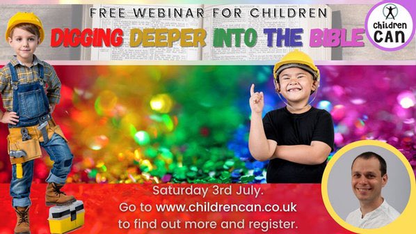 Childrencan's tweet photo. #kidmin #familymin #fammin #Church #Pastors #youthmin Join us this Saturday with children from all over the world for this free webinar for kids and families on Digging deeper into the Bible. Prizes to be won at the end 😀 Go to https://t.co/4aTbhwrM0T to book your free place. https://t.co/zfbQ6pRXyW