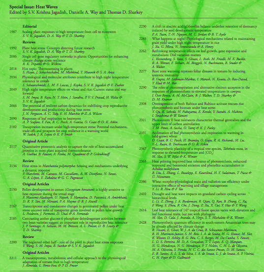 Anna Amtmann (@annaamtmann) on Twitter photo Plants feel the heat! The PCE Special Issue on Heat Waves is now out with a great collection of reviews and original papers on this important topic. Congratulations to all authors and a big thank you to the Issue editors Dani Way, @KJagadish_KSU , <a href="/TomSharkeyMSU/">Thomas D Sharkey</a> Plants feel the heat! The PCE Special Issue on Heat Waves is now out with a great collection of reviews and original papers on this important topic. Congratulations to all authors and a big thank you to the Issue editors Dani Way, @KJagadish_KSU , <a href="/TomSharkeyMSU/">Thomas D Sharkey</a>