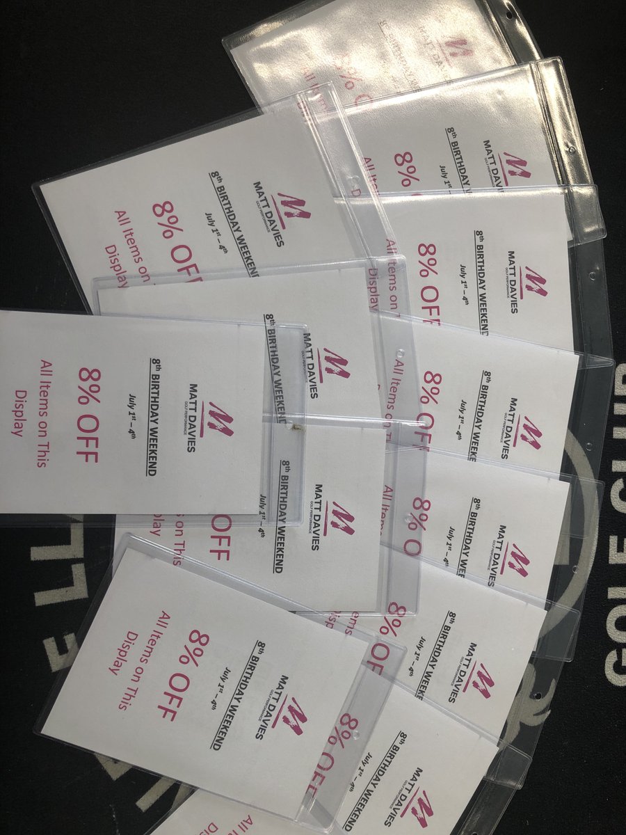 Well, tomorrow will my 8th Birthday at <a href="/VLlangollenGC/">Vale Llangollen GC</a> 
It has, and continues to be, fantastic working for the club, the members, and our guests each and every year.

As a little thank you, we will have 8% off everything in store from July 1st through to Sunday July 4th.