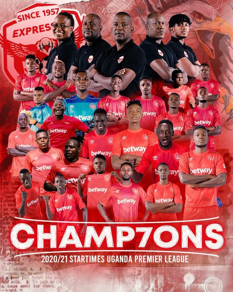 NCSUganda1's tweet photo. Presenting to you the @UPL Uganda Football Champions #TheRedEagles  

Congratulations @ExpressFCUganda on the @UPL 2020/2021 Title.

This being the 7th Title for #MukwanoGwabangi, champions: 1974, 1975, 1993, 1995, 1996, 2011/12 and now 2020/21.

#StaySafeUG 
📸@ExpressFCUganda https://t.co/2gRwn6fPtz