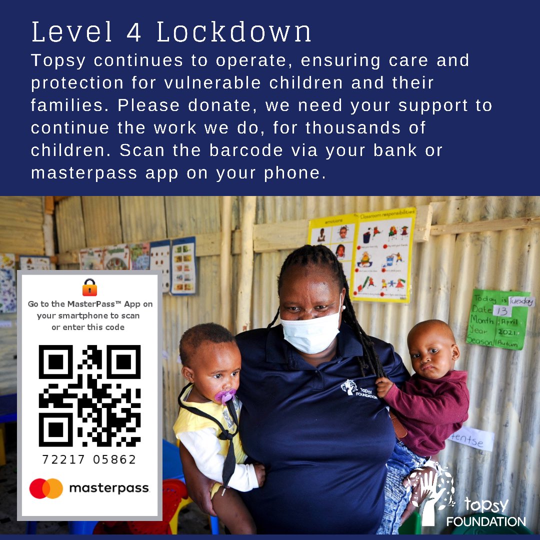 TopsyTweets's tweet photo. Please don’t let the children go to bed hungry, as a direct result of the new restrictions. 
Topsy needs you because the children need Topsy.
To donate; go our website, EFT, Snapscan, or Masterpass. Donations over R100 are eligible for a Section 18 receipt. https://t.co/voLDAbBgxi