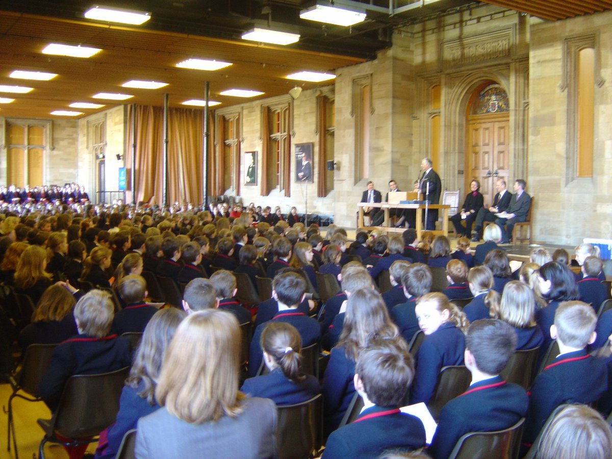smcarchives's tweet photo. 2005 one of the last Junior School Assemblies in the old Assembly Hall before it was converted into the Tom Fleming Centre. https://t.co/ElyH2ZJ2rY
