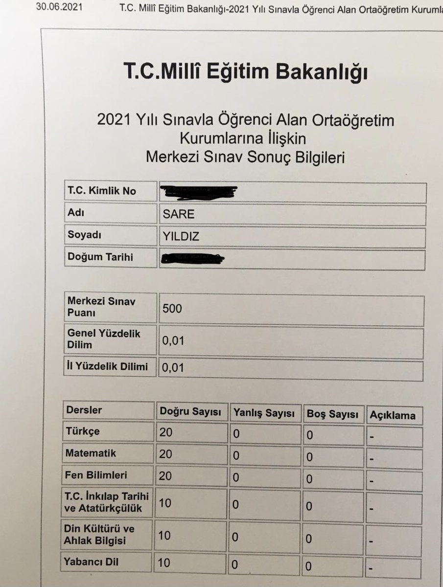 2021 Yılı Lise Geçiş Sınavında Türkiye 🇹🇷 Birincisi olan öğrencimiz Sare Yıldız’ı kutluyor, başarılarının devamını diliyoruz.👏 <a href="/tcmeb/">Millî Eğitim Bakanlığı</a> <a href="/ziyaselcuk/">Ziya Selçuk</a> <a href="/erkayayirik/">Erkaya YIRIK</a> <a href="/feyzigurturk/">Feyzi GÜRTÜRK</a> #Elazığ