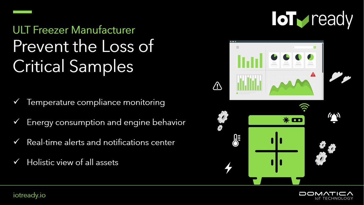 Domatica_IoT's tweet photo. How to prevent priceless losses to your Customers with your #ULTFreezers? IoT Ready is a #RemoteMonitoringSystem to ensure the security of critical samples. https://t.co/5EkB2KcVAr
#freezers #ultralowfreezers #ultralowtemperature #ultralowtemperaturefreezer #vaccinefreezers #iot https://t.co/1N4M6mZmjk