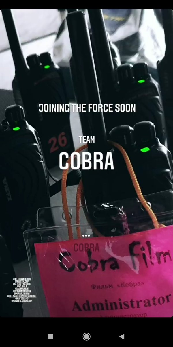 KennySundharCvf's tweet photo. "Joining The Force Soon"
#Cobra 

#ChiyaanVikram @AjayGnanamuthu
@arrahman @7screenstudio @Lalit_SevenScr https://t.co/UiI1Pwtq9N