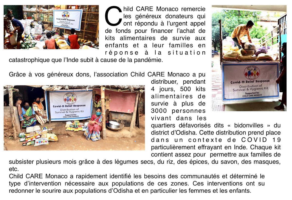 ChildCAREMonaco's tweet photo. Merci à tous les donateurs. Cela nous a permis d’acheter plus de 500 kits alimentaire pour plus de 3000 personnes. https://t.co/xMJ0IwQmdA