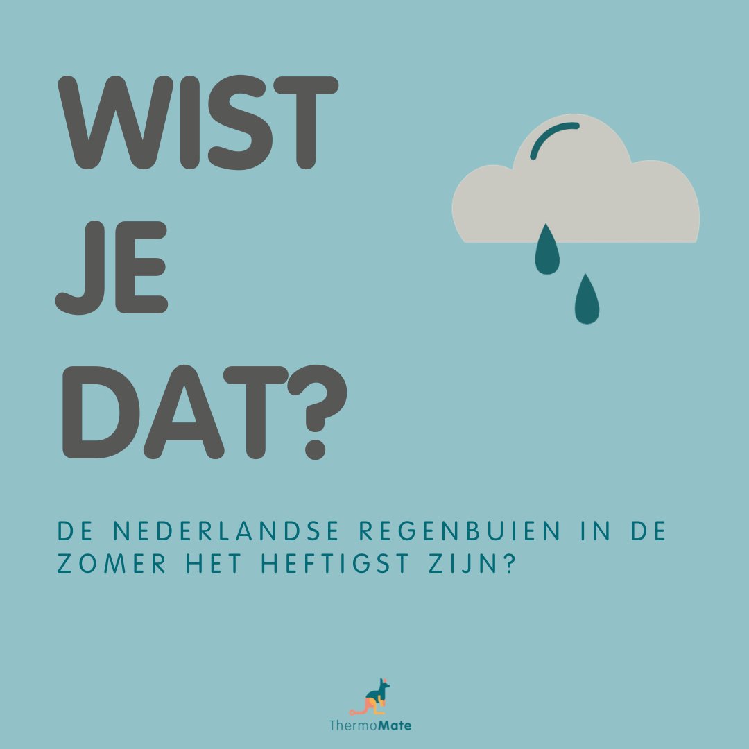 In Nederland zijn in de zomer de heftigste regenbuien: ze duren korter, maar er valt relatief veel water.
#weerfeit #weer #feitjes #ThermoMate