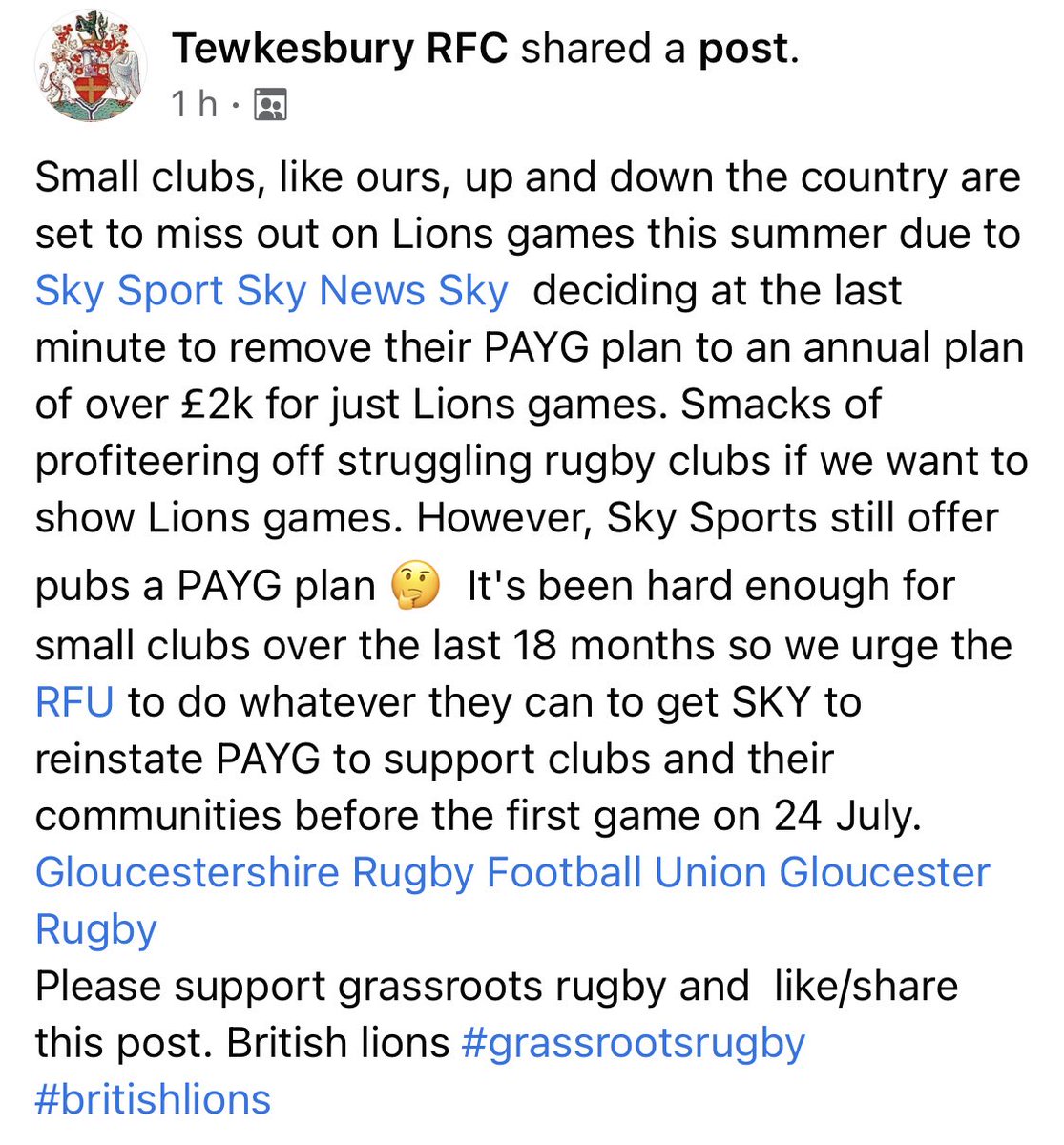 TewkesRFC's tweet image. Please help out @GRFUrugby @RFUSouthWest  @rfuswclubsup @gloucesterrugby @EnglandRugby @lionsofficial @SkySportsRugby @skytv @RFU_Bristol @rfu