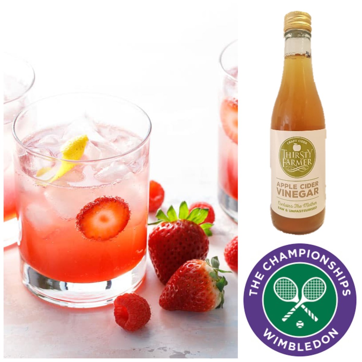 Try our strawberry ACV drink, which is deliciously zesty, inspired by #Wimbledon Fill a glass with ice, fresh berries and sparkling water. Mix in some lemon juice and Thirsty Farmers ACV Serve with strawberries, basil and mint For a delicious touch, add some vanilla ice cream!