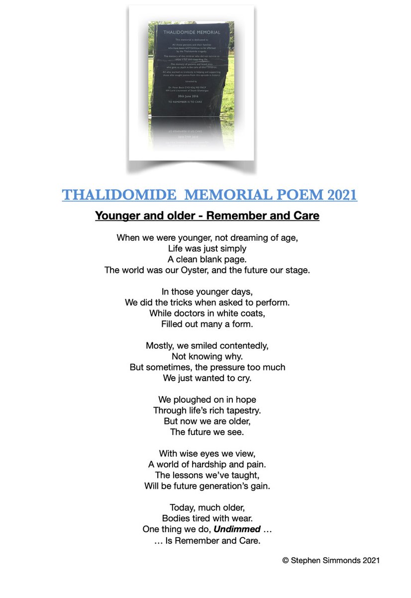 RosieMS's tweet photo. At 2pm (local time to you) we invite you to join us to remember all those who have gone before us, but unite in solidarity to support those of our unique Thalidomide family who remain.
Flowers we placed yesterday on behalf of all of us.
#ToRememberIsToCare #ThalidomideMemorial https://t.co/QwIyUXWJyz
