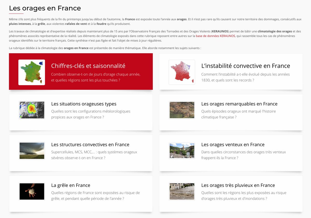  Pour tout savoir sur les #orages en #France, n'hésitez pas à consulter nos pages dédiées. Vous y trouverez entre autre, toutes les informations sur leurs structures, la grêle, ainsi que des données statistiques complètes. 